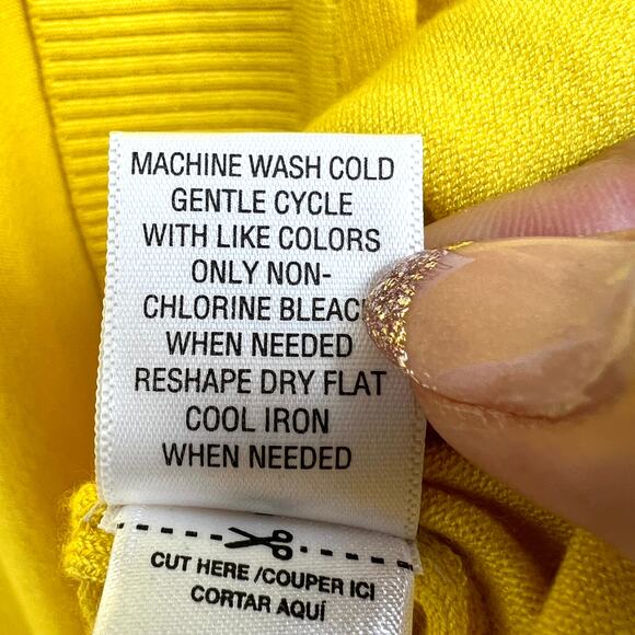 Laura Ashley Yellow Cardigan Sweater Size L ¾ Sleeve - Picture 5 of 7